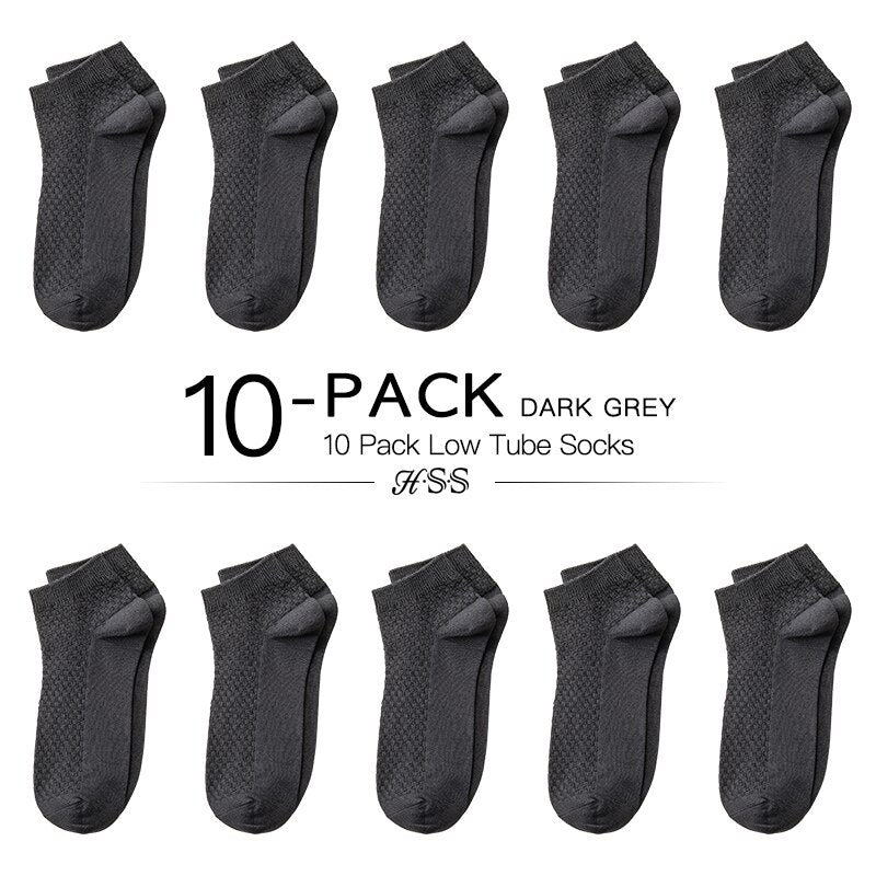 HSS Brand 10 Pairs/Lot Men Bamboo Fiber Socks Men Compression Summer Middle Socks Business Casual Mens Low Sock Big Size EU38-45