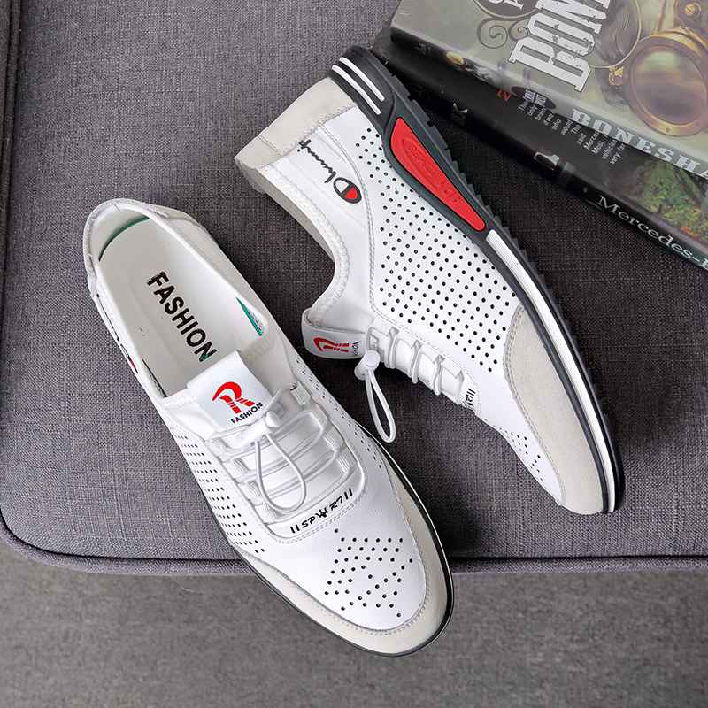 New Fashionable new breathable summer men&#39;s casual leather shoes, increased by 6CM