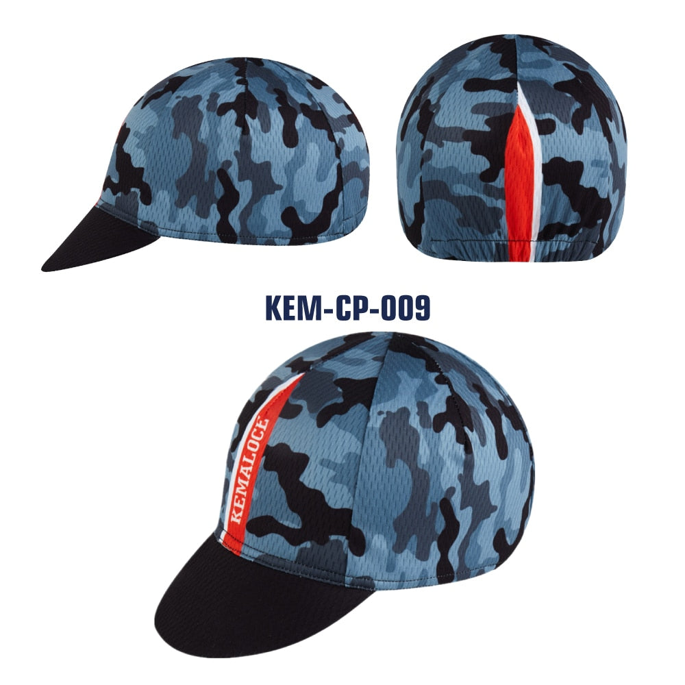 KEMALOCE Men Cycling Cap Anti-UV Summer Elastic Quick Dry Bike Cap 2022 White/Black/Blue Mesh Outdoor Breathable Cycling Hat