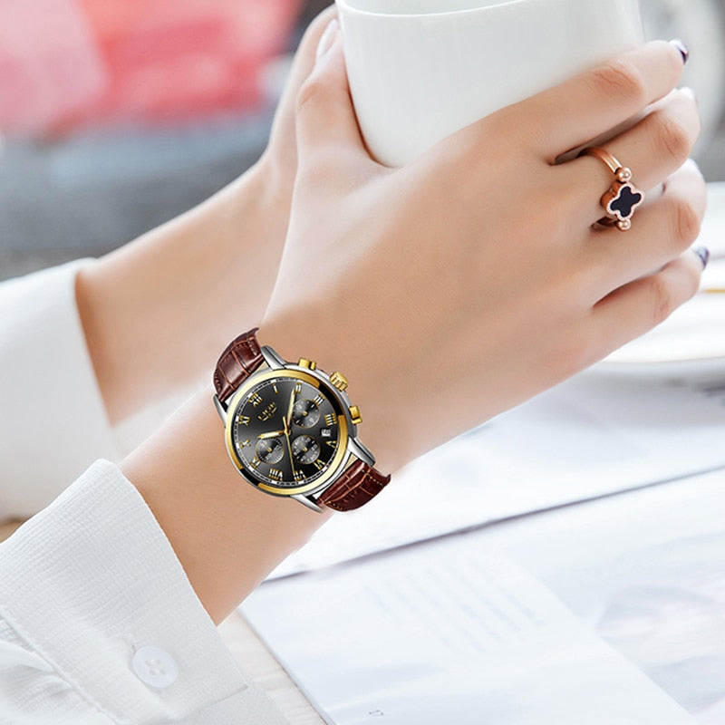 LIGE 2021 New Fashion Women Watches Ladies Top Brand Luxury Waterproof Quartz Clocks Watch Women Stainless Steel Date Gift Clock