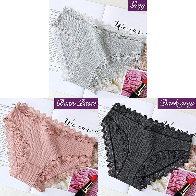 3Pcs Cotton Panties Female Underpants Sexy Panties For Women Lace Briefs Underwear Comfortable Ladies Pantys Lingerie 6 Color