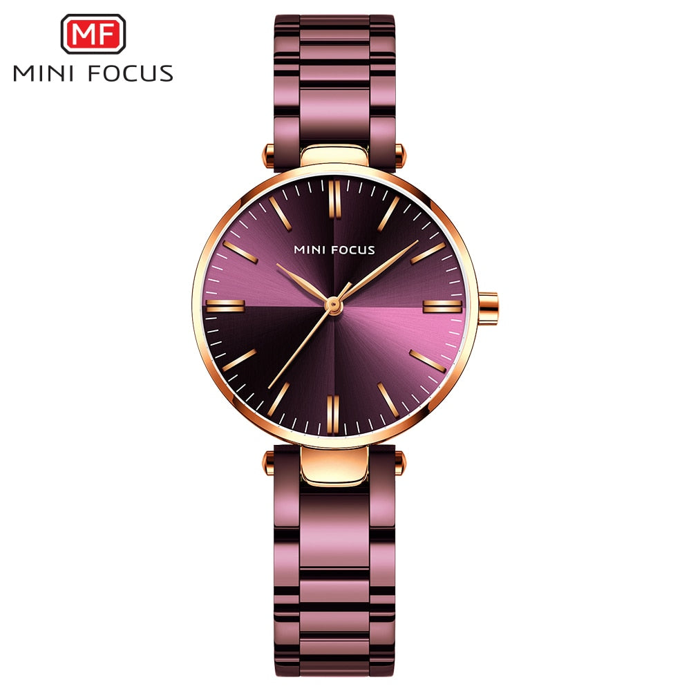 MINIFOUCS Women Watches Simple Ladies Steel Watch Ladys Purple Quartz Waterproof Watches Female Luxury Brand Fashion Clock Girl