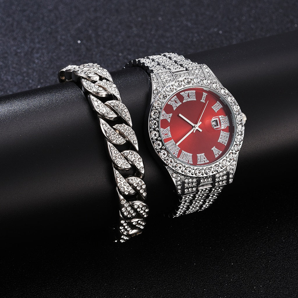 Iced Out Watch Men Luxury Brand Full Diamond Mens Watches AAA CZ Quartz Men&#39;s Watch Waterproof Hip Hop Male Clock Gift For Men