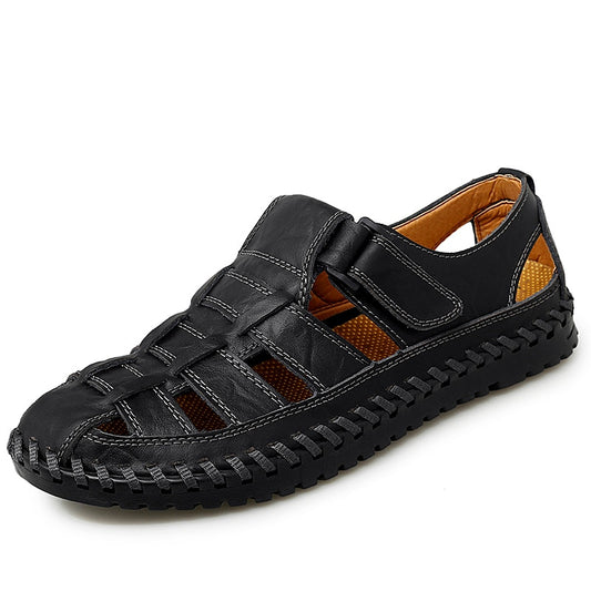 New Summer Genuine Leather Roman Men&#39;s Sandals Business Casual Shoes Outdoor Beach Wading Slippers Men&#39;s Shoes Big Size 38-48