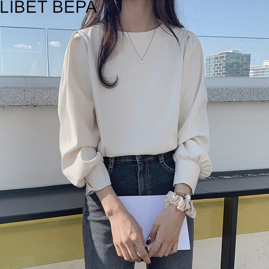 New 2021 Spring Summer Women&#39;s Blouses Shirt Puff Sleeve Elegant Sweetheart Clothing Solid Wild Korean Style Lady Tops BL3260