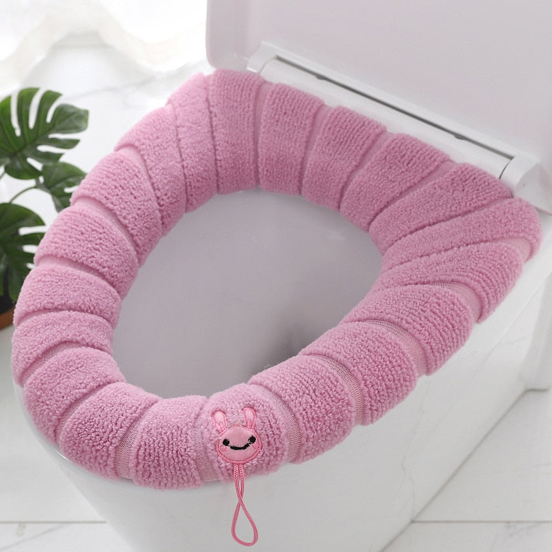 Toilet Seat Cover Home Winter Heated Washable Toilet Seat Lid Bathroom Supplies Soft Toilet Pad Case Waterproof Bathroom Cover