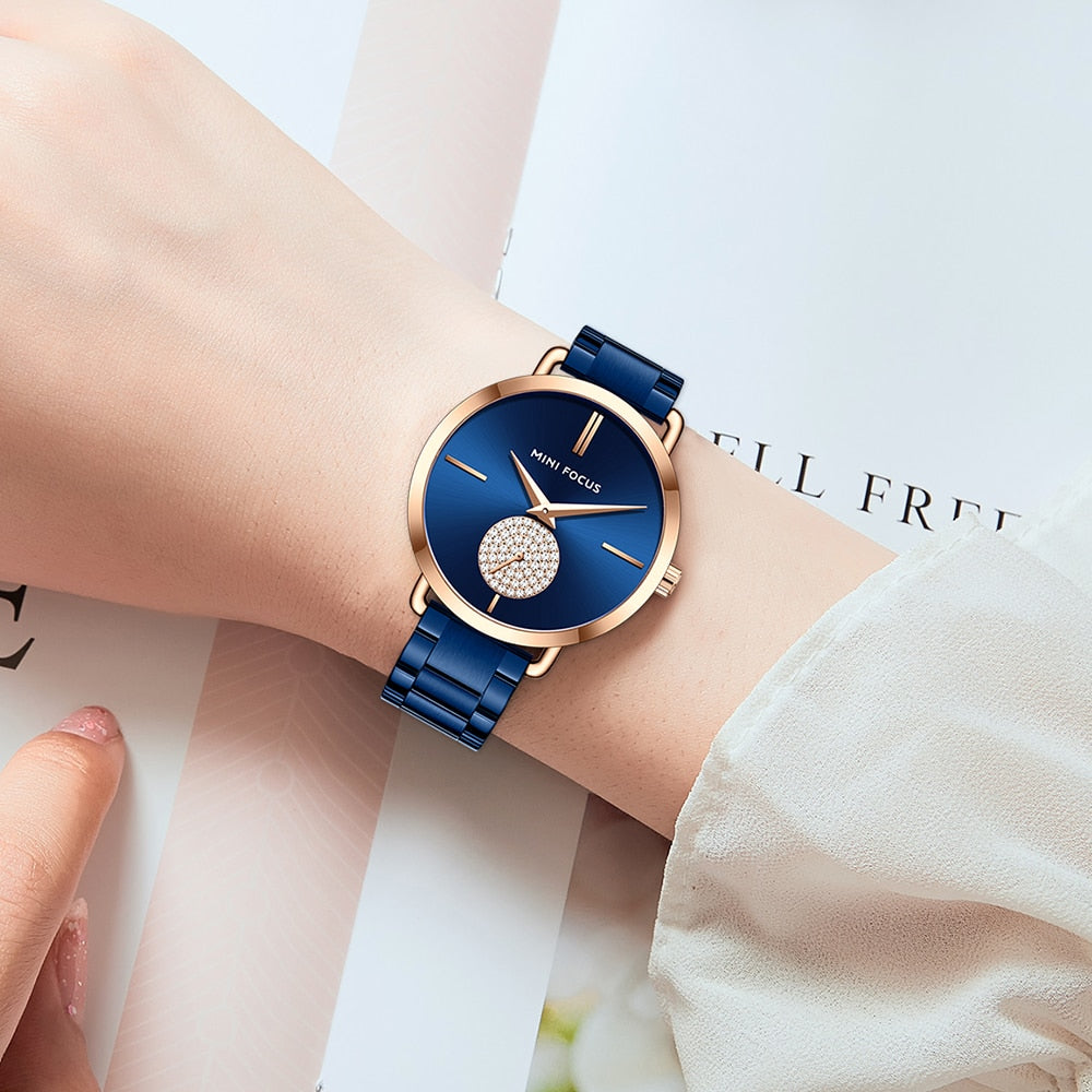 New MINI FOCUS Fashion Women&#39;s Watches Quartz Ladies Top Brand Luxury Waterproof Stainless Steel Clock Relogio Feminino gift box