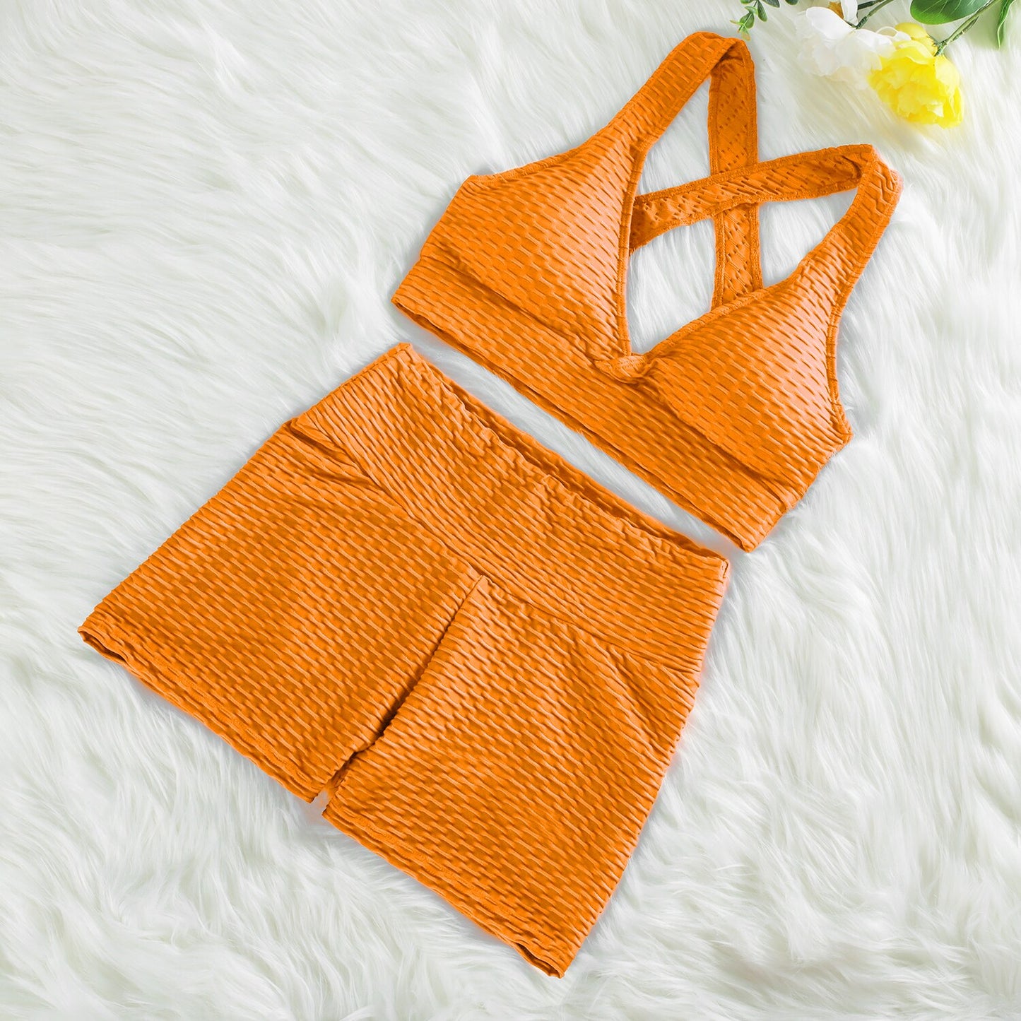 NORMOV Anti Cellulite 2/3PCS Long Seamless Yoga Set Gym Set Women Fitness High Waist Leggings Shorts Bra Skinny Sports Set Gym