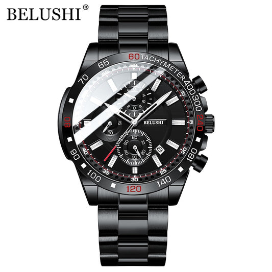 BELUSHI Top Brand Luxury Men Watch Fashion Sport Waterproof Quartz Watches Men Stainless Steel Chronograph New Relogio Masculino