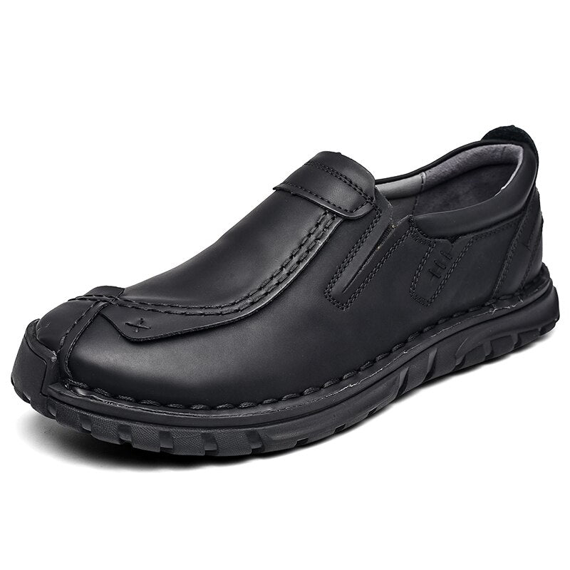 New Autumn Casual Leather Shoes Men Comfortable Outdoor Leather Men Shoes Slip On Breathable Flats Shoe Hot Sale Loafers