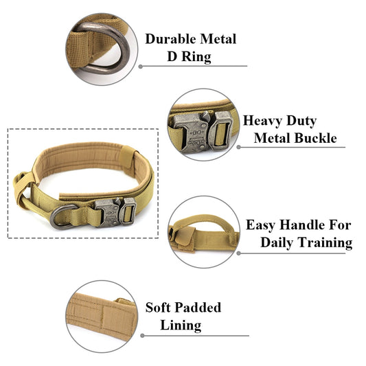 Dog Training Collar Adjustable Tactical Dog Collar and Leash Set Control Handle Pet Lead Collar for Small Big Dogs