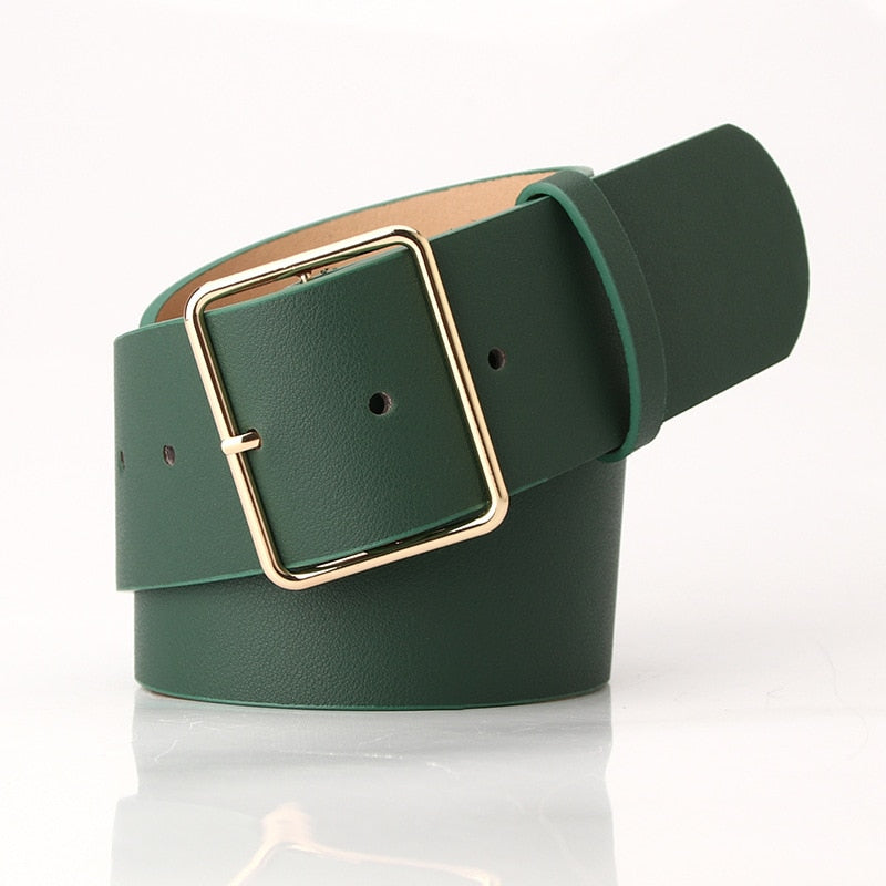 RAINIE SEAN Army Green Women Belt Ladies Waist Belt for Trousers Casual Buckle Pu Leather Wide Belt Women Accessories 104cm