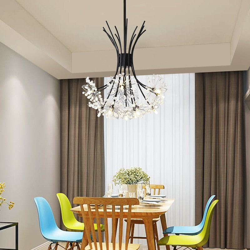 Led Dandelion Crystal Modern Chandelier Indoor Romantic Hanging Lights Living Dining Room Bedroom Restaurant Decoration Lamps