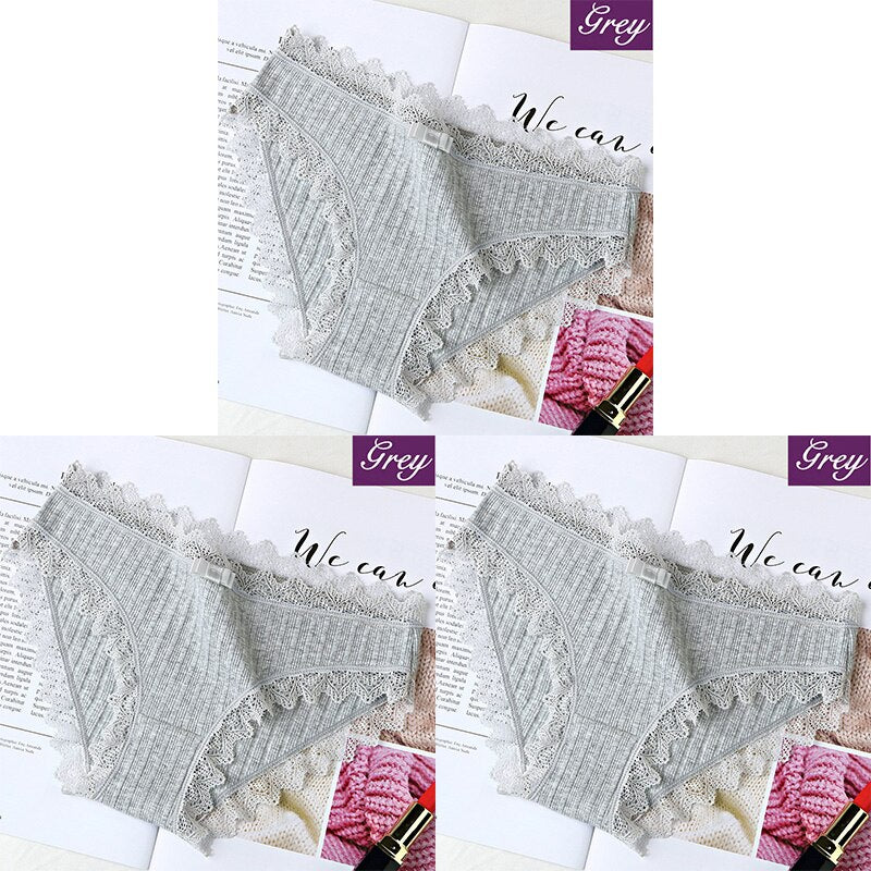3Pcs Cotton Panties Female Underpants Sexy Panties For Women Lace Briefs Underwear Comfortable Ladies Pantys Lingerie 6 Color