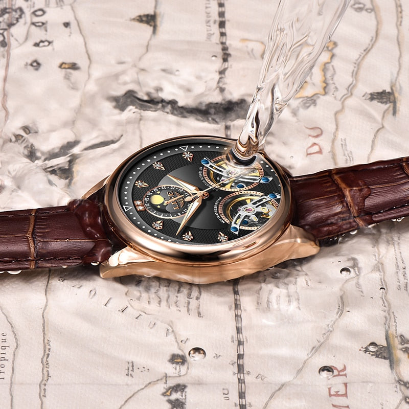 Reloj LIGE Men Watch Mechanical Tourbillon Luxury Fashion Brand Leather Male Sport Watches Men Automatic Watch Relogio Masculino