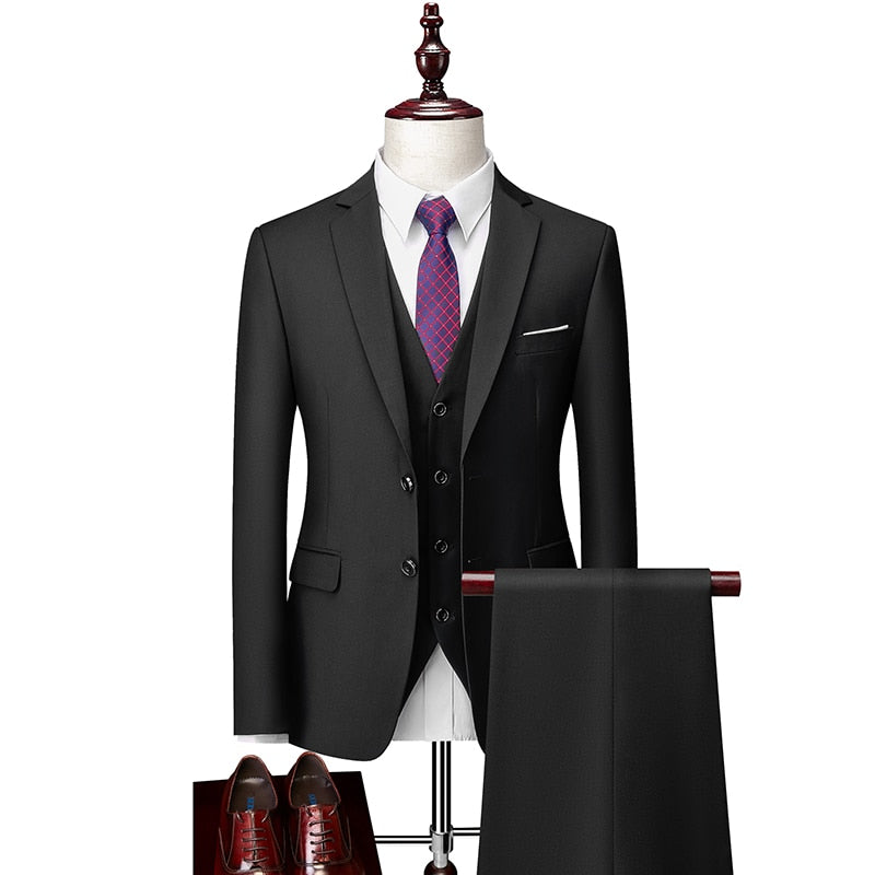 Men Suit 2021 Spring and Autumn High Quality Custom Business Suit Three-piece Slim Large Size Multi-color Suit Two-button Suit