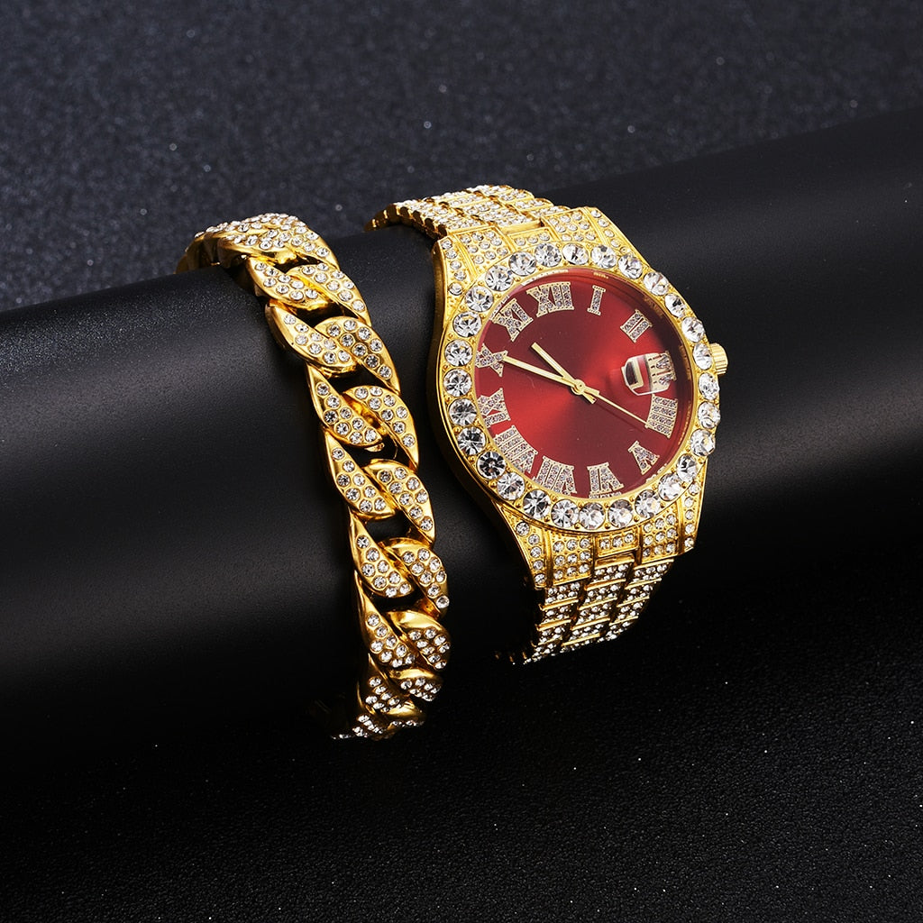 Iced Out Watch Men Luxury Brand Full Diamond Mens Watches AAA CZ Quartz Men&#39;s Watch Waterproof Hip Hop Male Clock Gift For Men