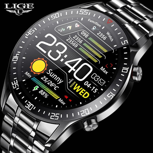 LIGE New 2021 Smart Watch Men Heart Rate Blood Pressure Information Reminder Sport Waterproof Smart Watch for Android IOS Phone