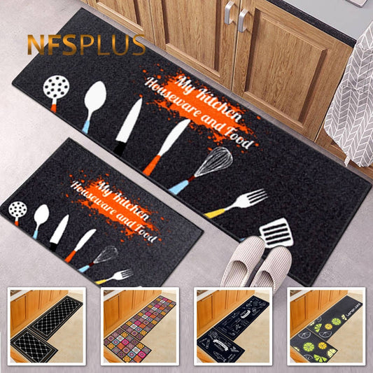 Kitchen Carpet Floor Mat 40x60cm 40x120cm Polyester Fiber Anti-Slip Kitchen Rug Home Decorative Front Door Mat Entrance Doormat