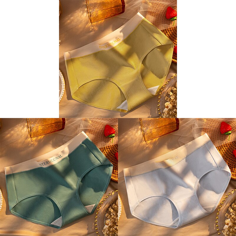 Women Cotton Panties Letter Large Size Briefs Antibacterial Underpants Female Lingerie Intimates Skin- Friendly Underwear