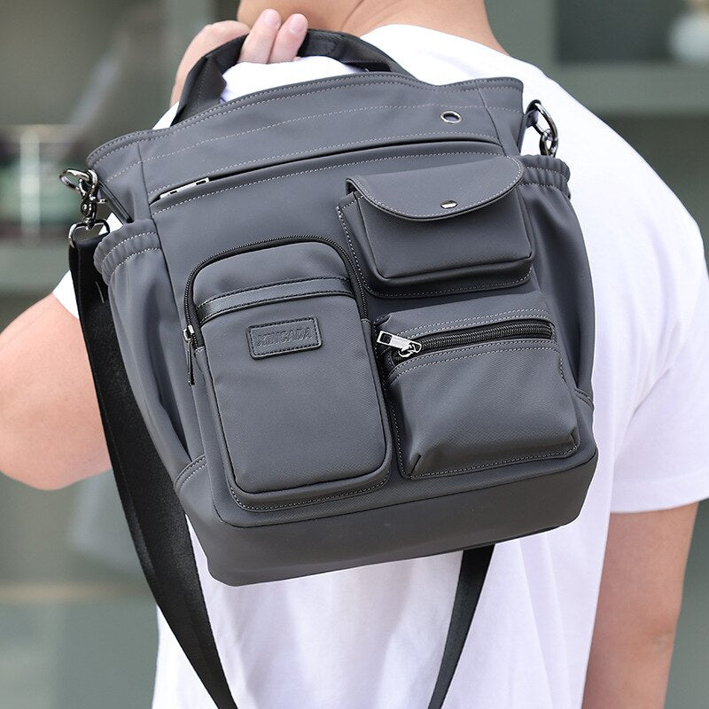 Business Men Canvas Handbag Casual Large Crossbody Shoulder Bag Vintage Tote Male Office Handbags Retro Brown Satchel Bags XA74C