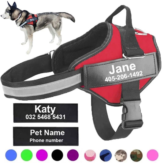 Dog Harness NO PULL Reflective Breathable Adjustable Pet Harness For Dog Vest ID Custom Patch Outdoor Walking Dog Supplies