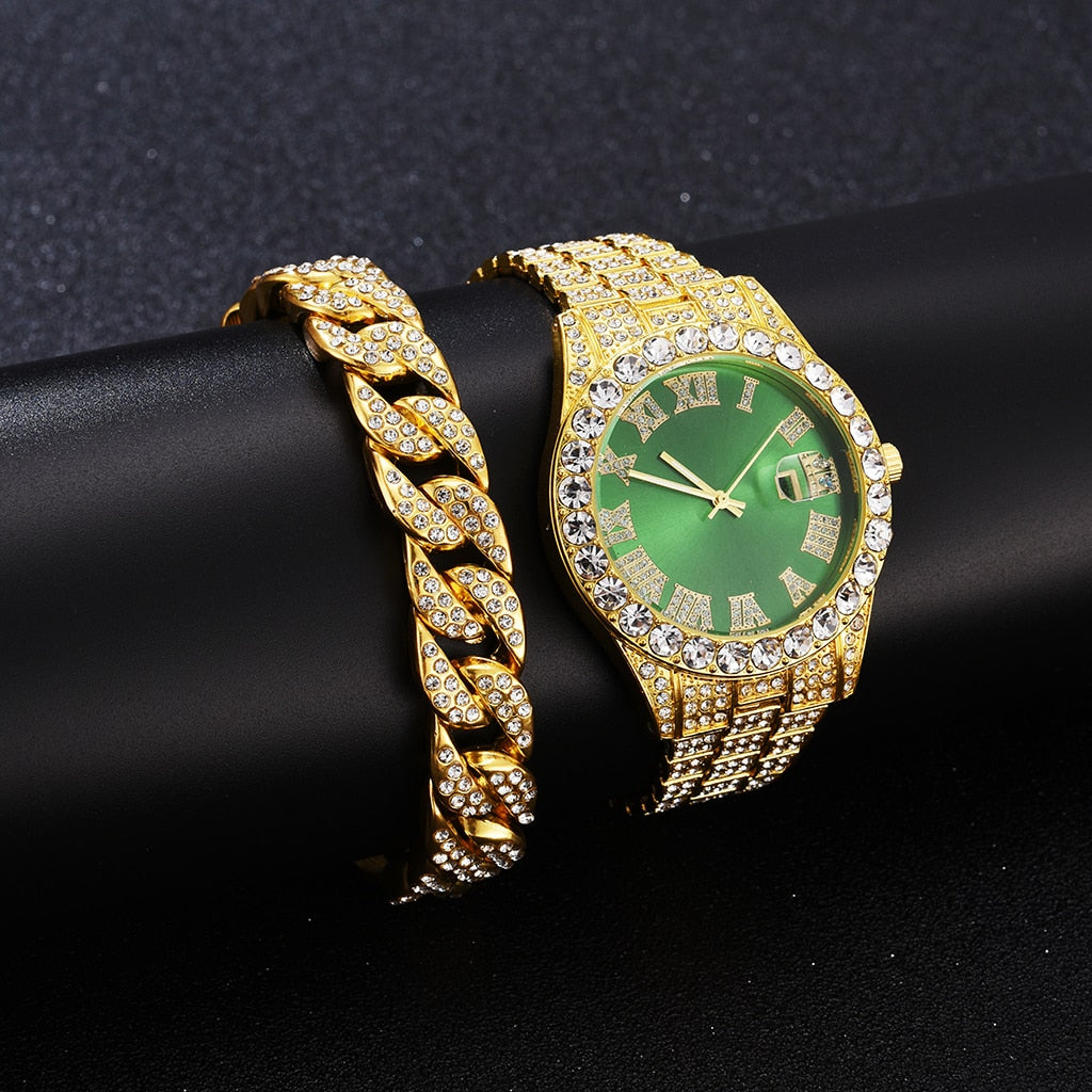 Iced Out Watch Men Luxury Brand Full Diamond Mens Watches AAA CZ Quartz Men&#39;s Watch Waterproof Hip Hop Male Clock Gift For Men