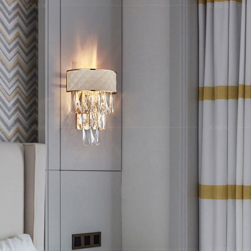 Modern Light Luxury Crystal Wall Lamp Living Room Bedroom Tv Wall Bedroom Bedside Led Lights