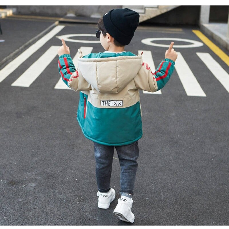 Fashion Thicken Hoodned Boys Coat Autumn and Winter Children Outwear Cotton-Padded Tops Clothes Jackets Boys 3-11Years Old