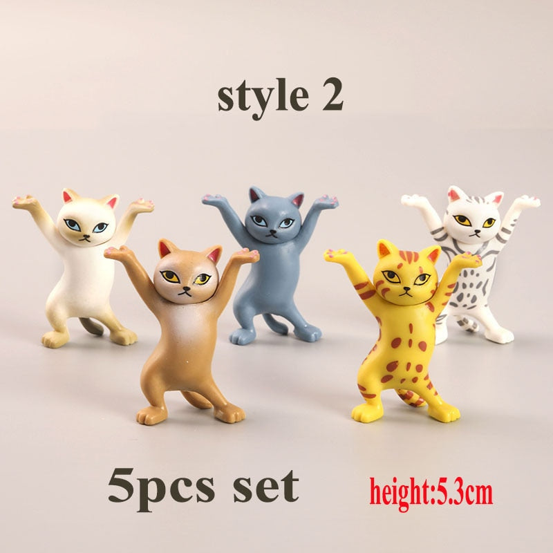 5pcs Set Funny Cat Pen Holder Toy Hold Everything Cat Earphone Bracket Home Decor Festival Decoration Charming Kitty Storage Set