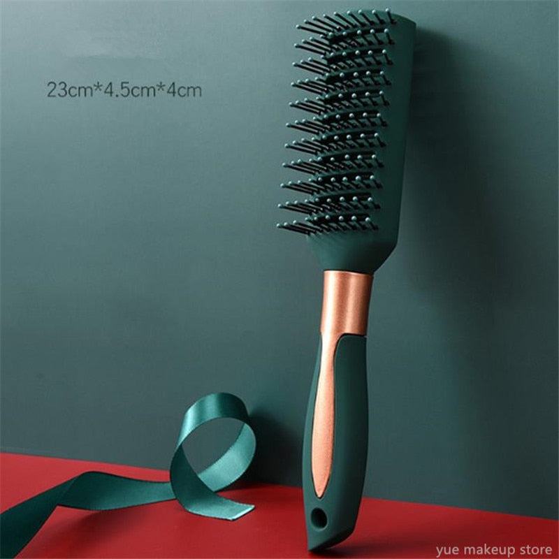 1/4PCS Gold Green Hair Brush Scalp Massage Comb Hairbrush Wet Curly Detangle Hair Brush For Salon Hairdressing Styling Tools 2#1