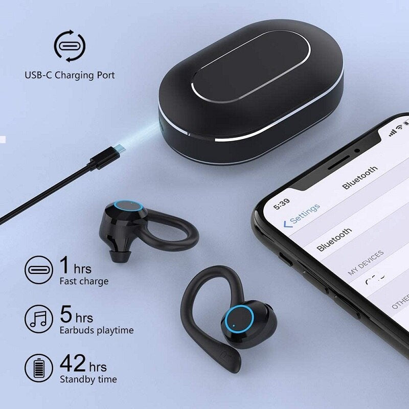 TWS Bluetooth Earphones Touch Control Wireless Headphones with Microphone Sports Waterproof Wireless Earbuds 9D Stereo Headsets
