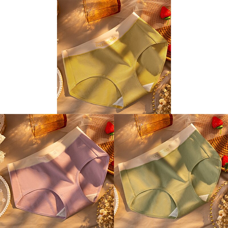 Women Cotton Panties Letter Large Size Briefs Antibacterial Underpants Female Lingerie Intimates Skin- Friendly Underwear