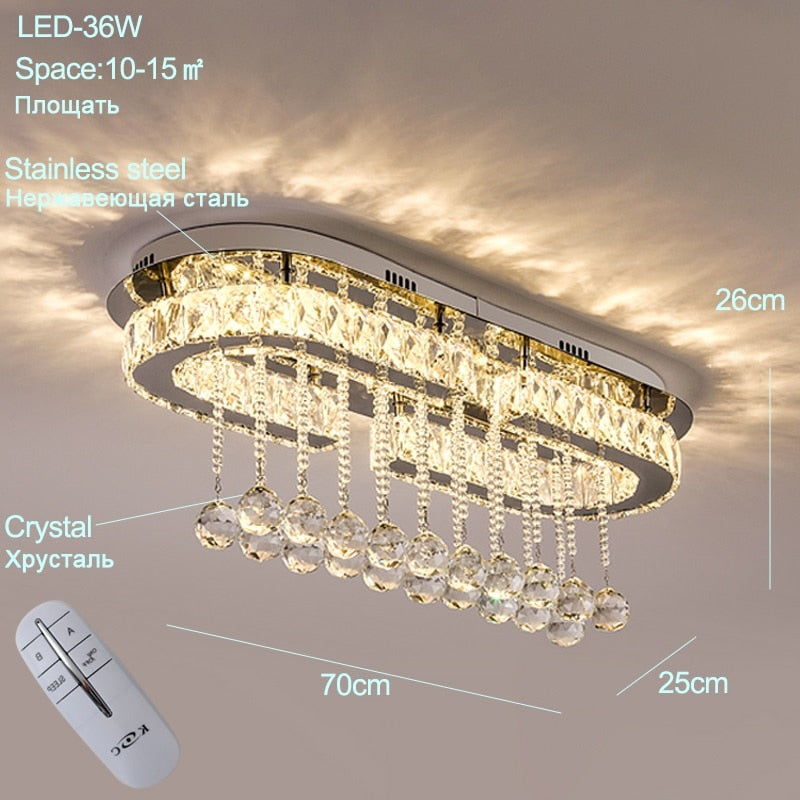 Led crystal ceiling lights dining room luxury silver ceiling light living room led Ceiling Lamps bedroom crystal Fixture kitchen