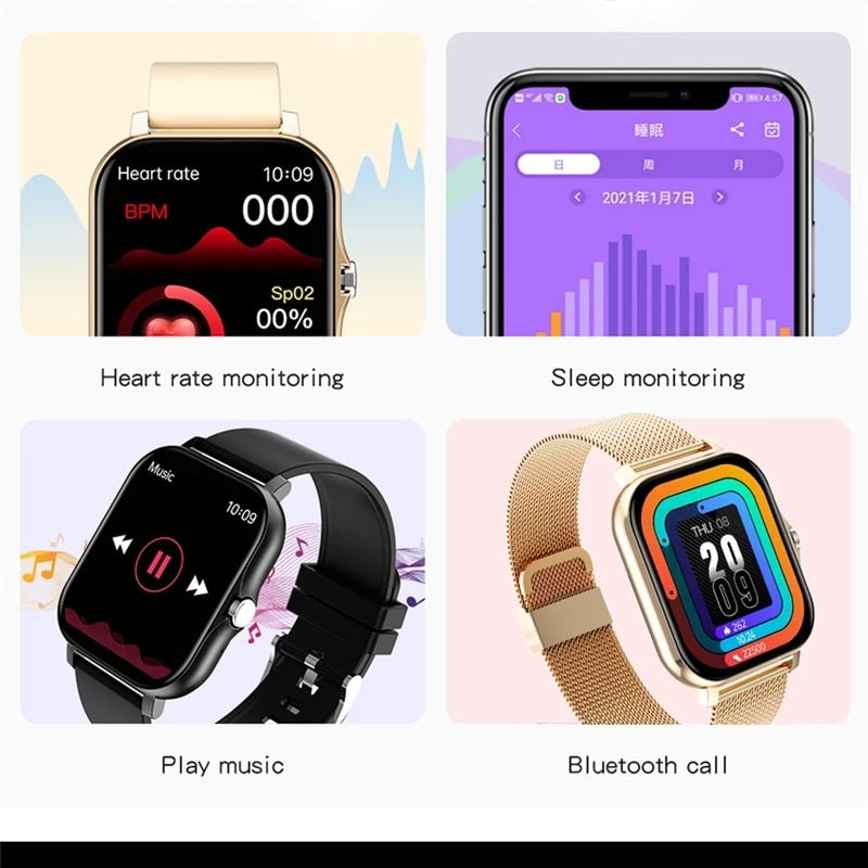 2021 New Women Smart watch Men 1.69&quot; Color Screen Full touch Fitness Tracker Men Call Smart Clock Ladies For Android IOS+BOX