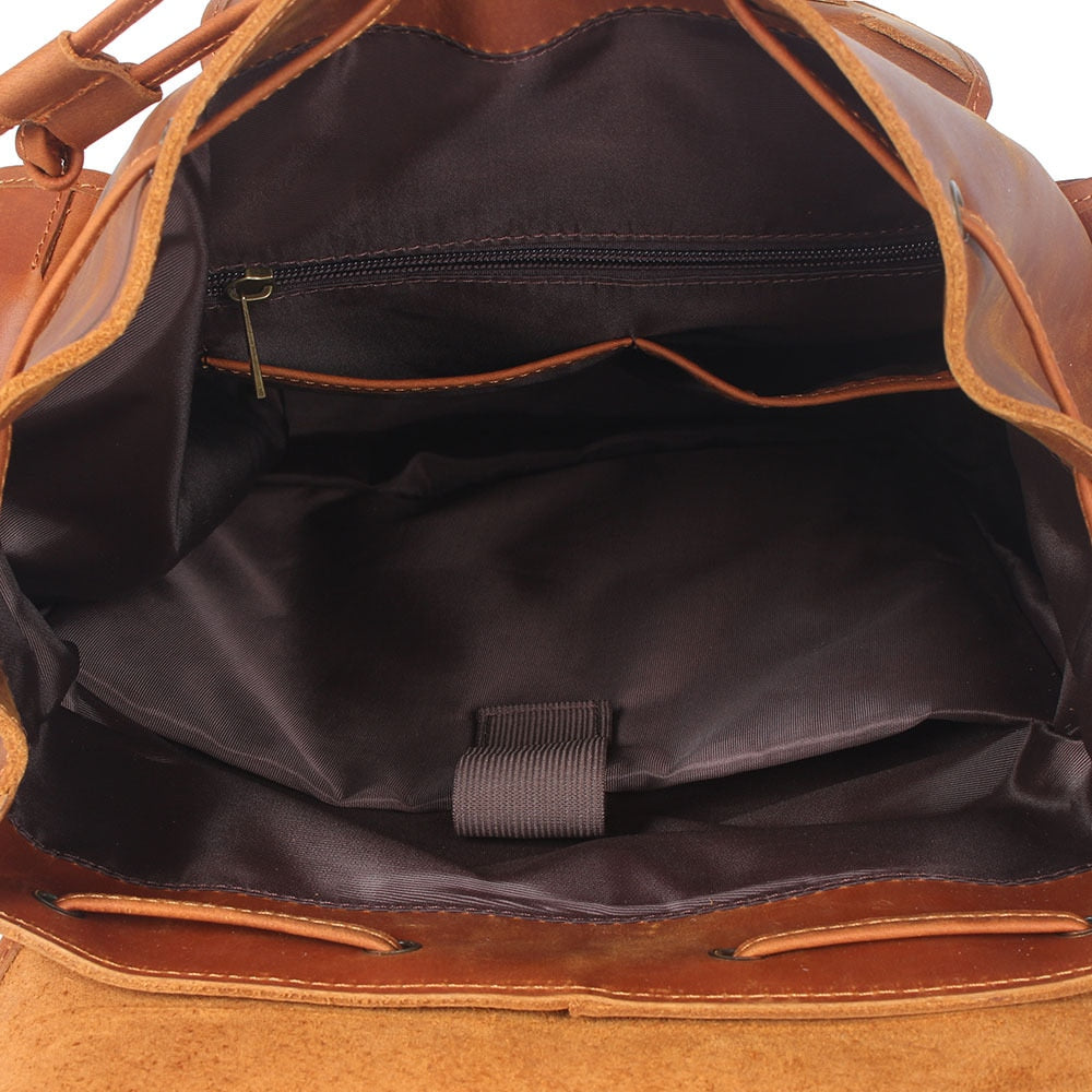 5 days arrival,Men&#39;s Vintage Full Grain Leather Backpack Large Capacity Genuine Leather Daypack Laptop Document Cowhide Backpack