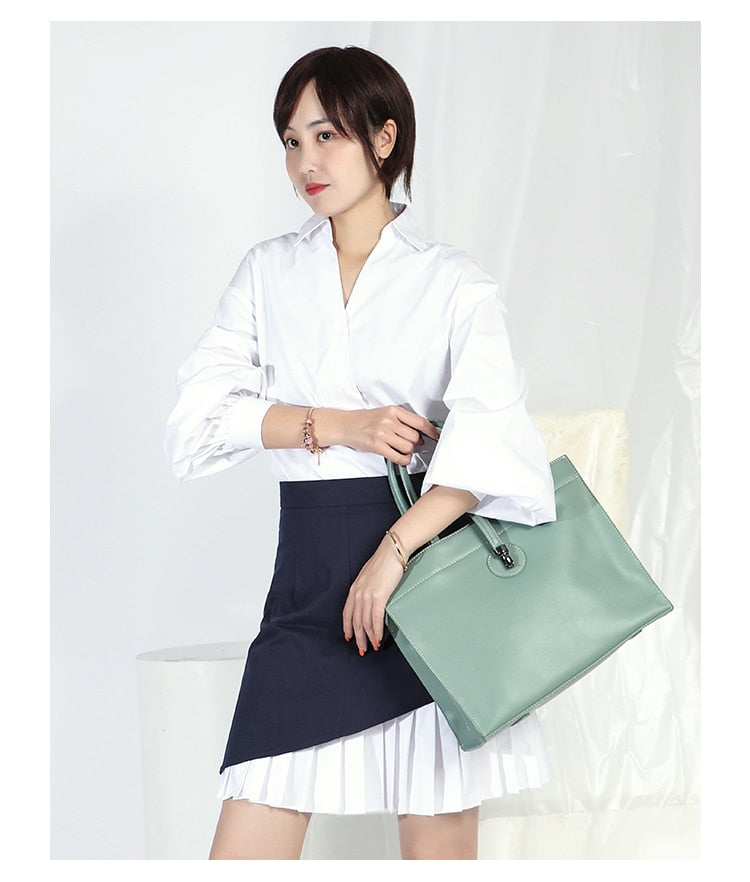 Genuine Leather Bags Women 2022 New Handbags Tote Bags Female Large Capacity Commuter Briefcase Leather Shoulder Messenger Bags