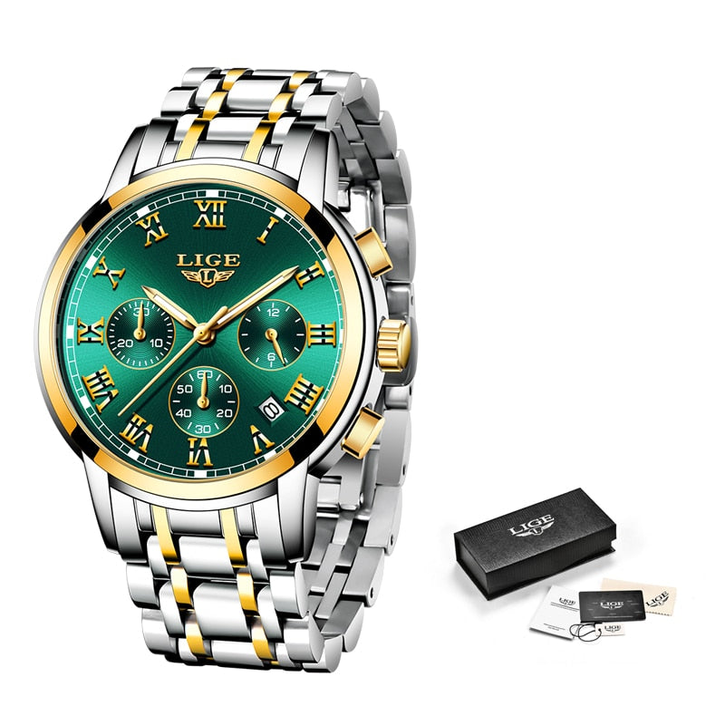 LIGE 2021 New Fashion Women Watches Ladies Top Brand Luxury Waterproof Quartz Clocks Watch Women Stainless Steel Date Gift Clock