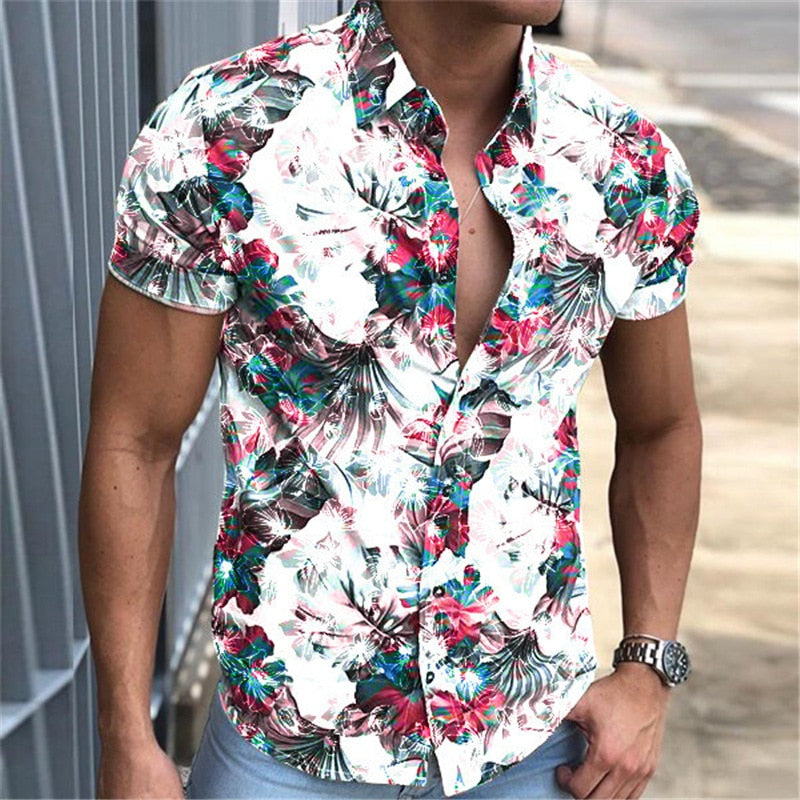 2022Summer New Mens Vintage Striped Shirt Fashion Casual Luxury Shirt Short Sleeve Hawaii Shirts For Men Blusas Camisa Masculina