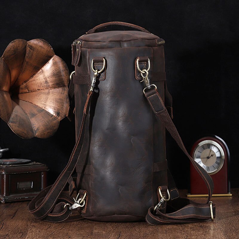 AETOO Vintage Crazy Horse Leather Men&#39;s hand messenger travel bag large capacity luggage bag leather Cow Leather Backpack Travel