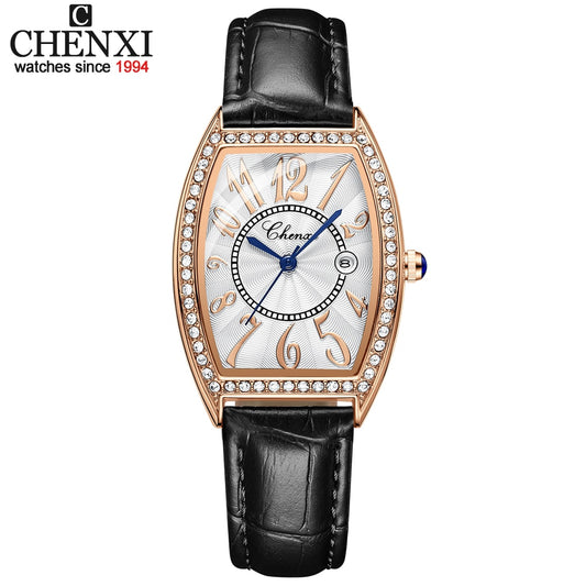 CHENXI Women Watches Fashion Elegant Woman Calendar RoseGold Watch Casual Waterproof Leather Quartz WristWatch For Women&#39;s Clock