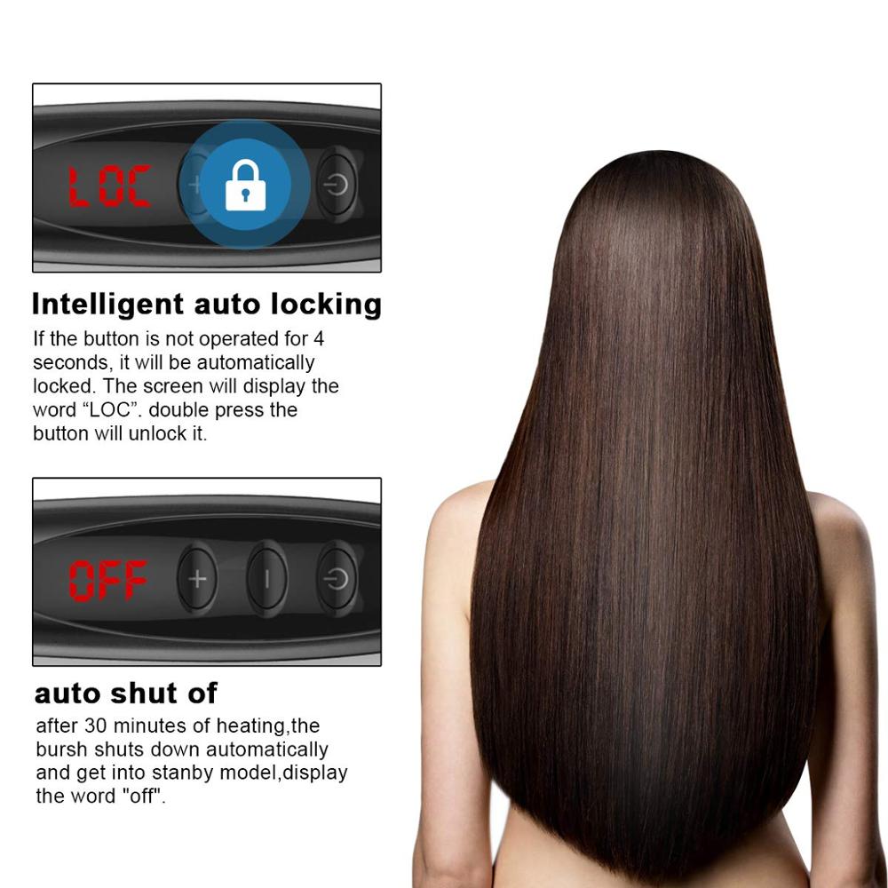 Hair Straightener Hot Comb Pro LCD Heating Electric Ionic Straighten Hair Styles Anti Static Ceramic Straightening Beard Comb