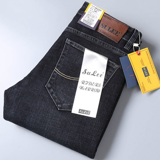 2021 New Sulee Top Brand Business Jeans Stretch Slim Denim Pants Men's Casual Full Casual Jeans