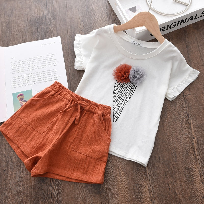 Menoea Girls Clothing Sets 2022 New Style Summer Children&#39;s Clothes Cute  Dots Lace + Bow Short Pants 2pc Suits Kids Outfits