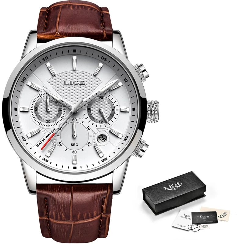 Watches Mens 2022 LIGE Top Brand Luxury Casual Leather Quartz Men&#39;s Watch Business Clock Male Sport Waterproof Date Chronograph