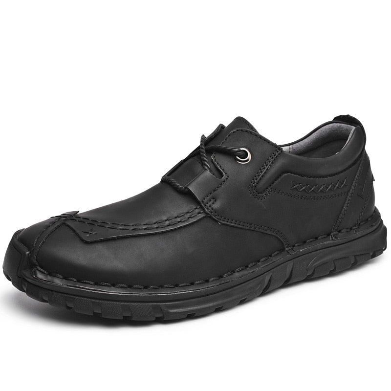 New Autumn Casual Leather Shoes Men Comfortable Outdoor Leather Men Shoes Slip On Breathable Flats Shoe Hot Sale Loafers