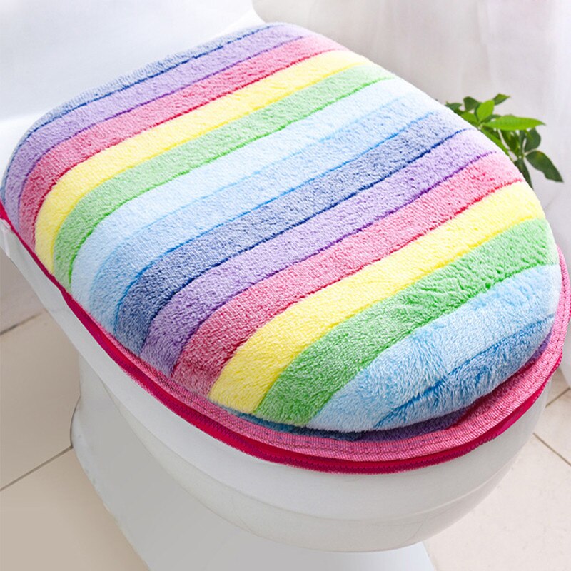 Plush Toilet Seat Mat with Lid Cover Warm Bathroom Mats 2PCS  Close Stool Pad Cover Thicken Toilet Seat Cushion Set Home Decor