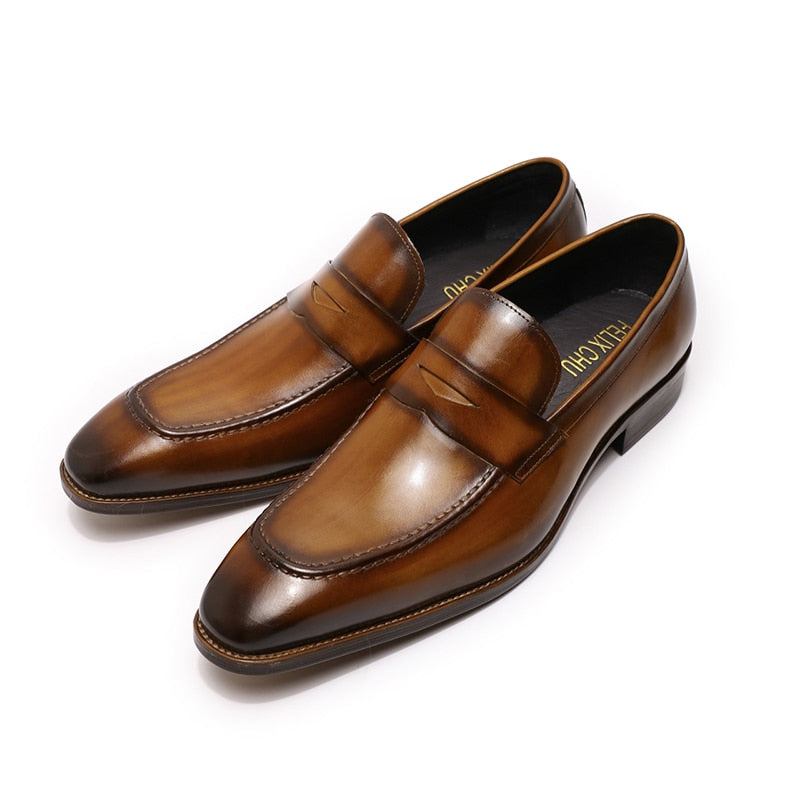 Big Size 8-15 Mens Penny Loafers Genuine Leather Blue Brown Business Dress Shoes for Men Quality Handmade Slip on Male Footwear