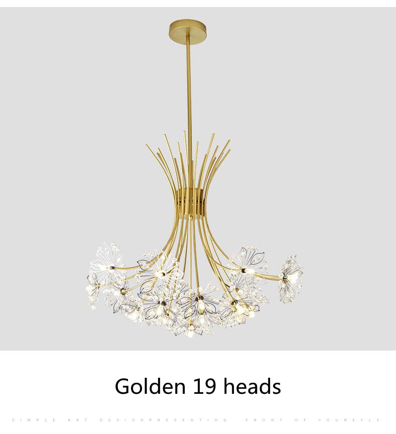 Led Dandelion Crystal Modern Chandelier Indoor Romantic Hanging Lights Living Dining Room Bedroom Restaurant Decoration Lamps