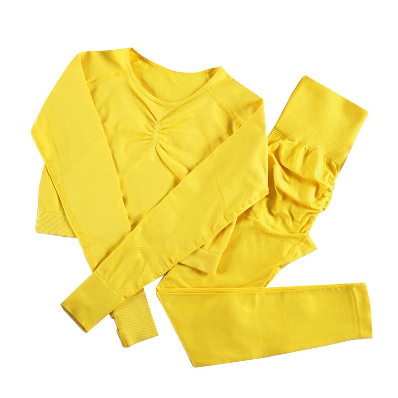 NORMOV Yoga Sets 2/3/4 Pieces Sports Seamless Fitness Suits Gym Sexy Sets 2021 Long Short Women Set Workout Sportswear